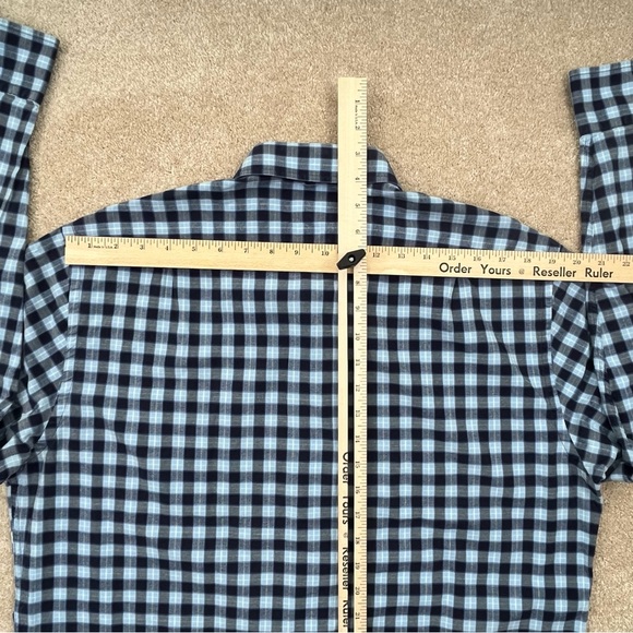 UNTUCKit Shirt Large Blue Check Button Up Cotton Business Casual Preppy Men - Picture 10 of 13
